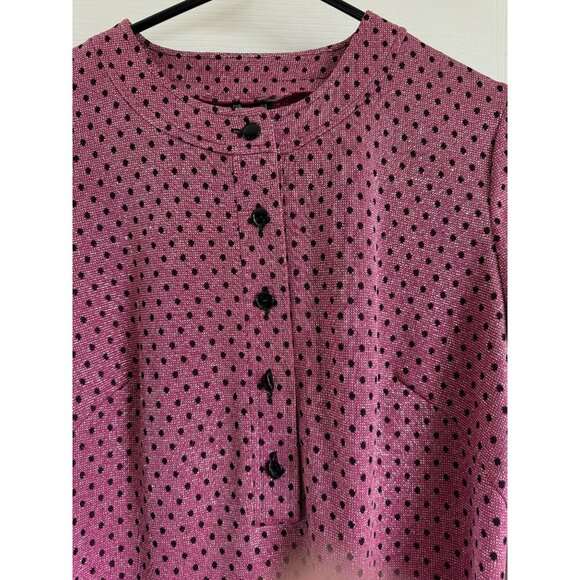 Vtg Pink Black Polka Dot Silver Metallic Maxi Dress with Belt by Lapidus Sweden - Picture 4 of 10